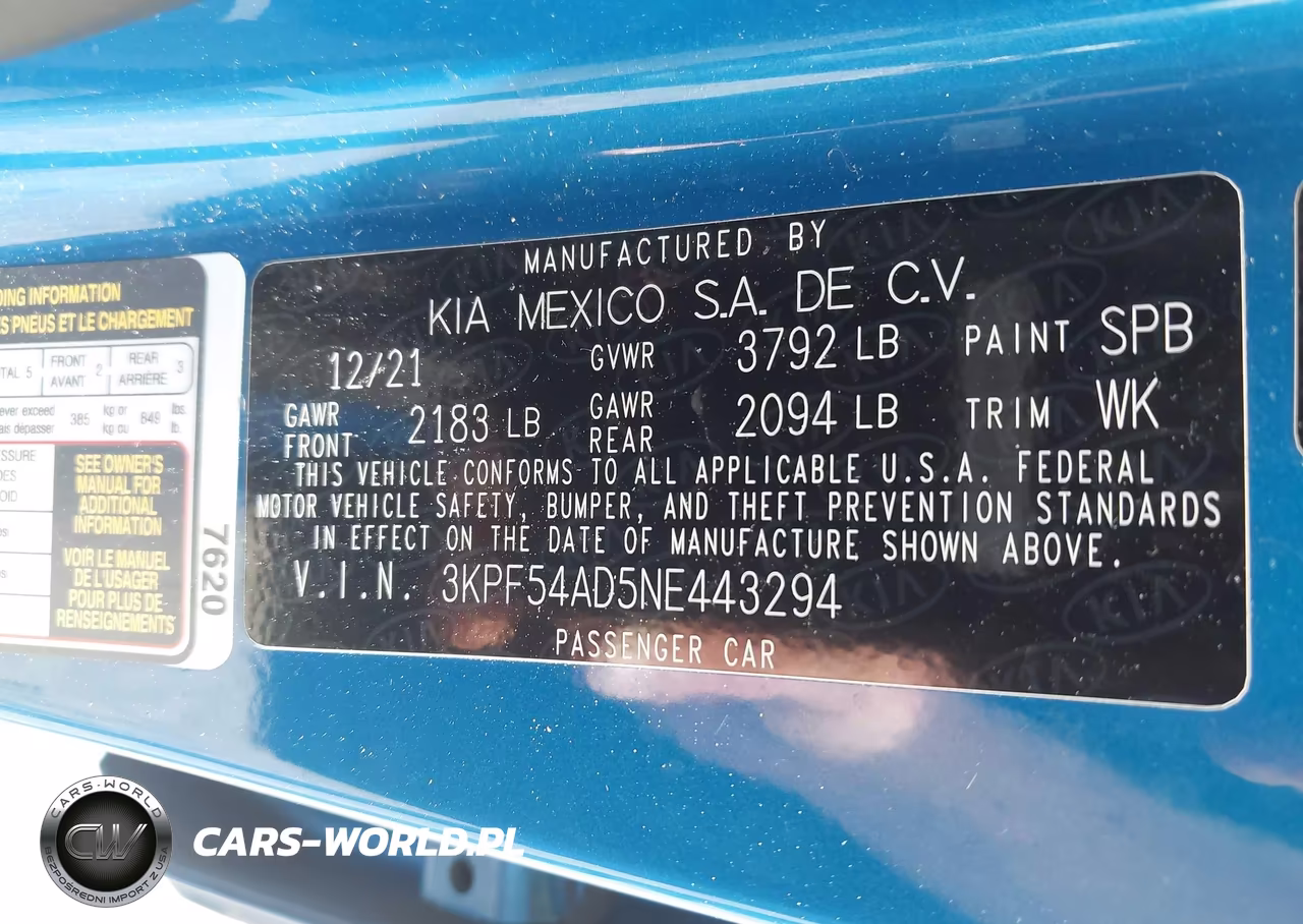 2022 Kia Forte Gt-Line VIN:3KPF54AD5NE443294 - 9