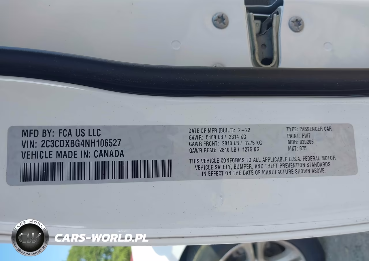 2022 Dodge Charger Sxt Rwd VIN:2C3CDXBG4NH106527 - 9