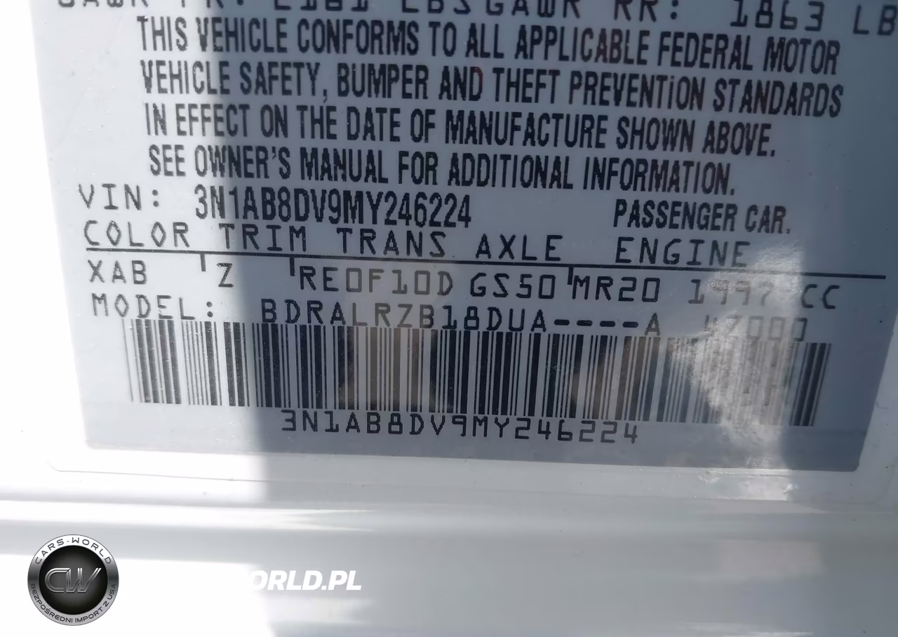2021 Nissan Sentra Sr Xtronic Cvt VIN:3N1AB8DV9MY246224 - 9