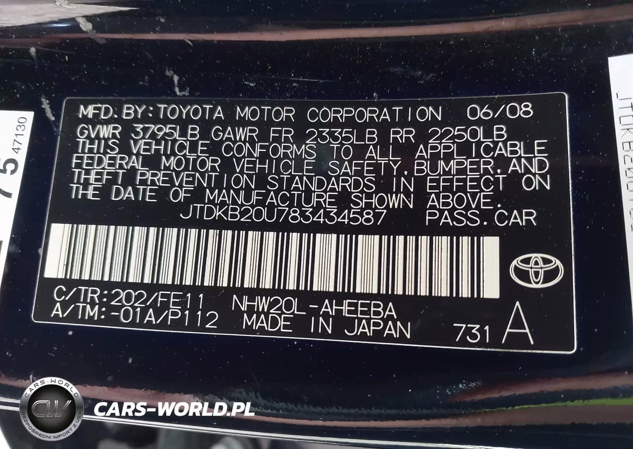 2008 Toyota Prius Standard VIN:JTDKB20U783434587 - 9