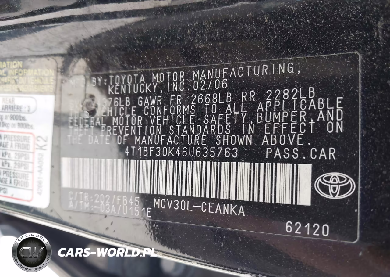 2006 Toyota Camry Le V6 VIN:4T1BF30K46U635763 - 9