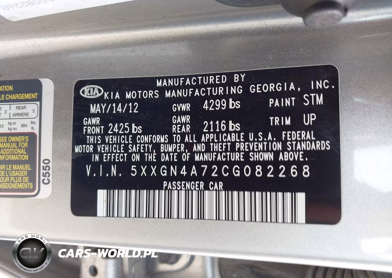 2012 Kia Optima Ex VIN:5XXGN4A72CG082268 - 9