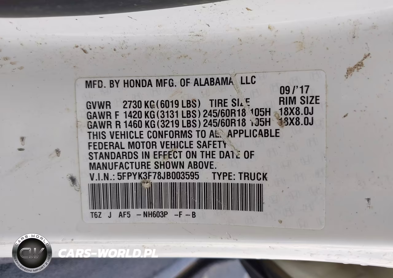 2018 Honda Ridgeline Rtl-E VIN:5FPYK3F78JB003595 - 9