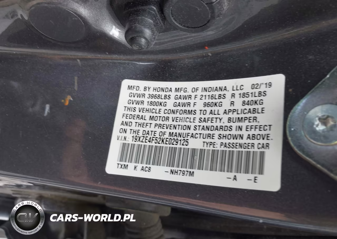 2019 Honda Insight Ex VIN:19XZE4F52KE029125 - 9