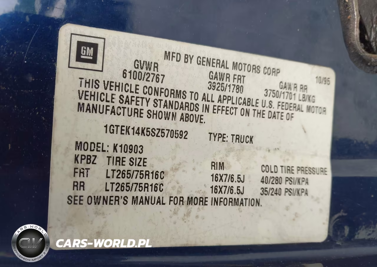 1995 GMC Sierra K1500 VIN:1GTEK14K5SZ570592 - 9