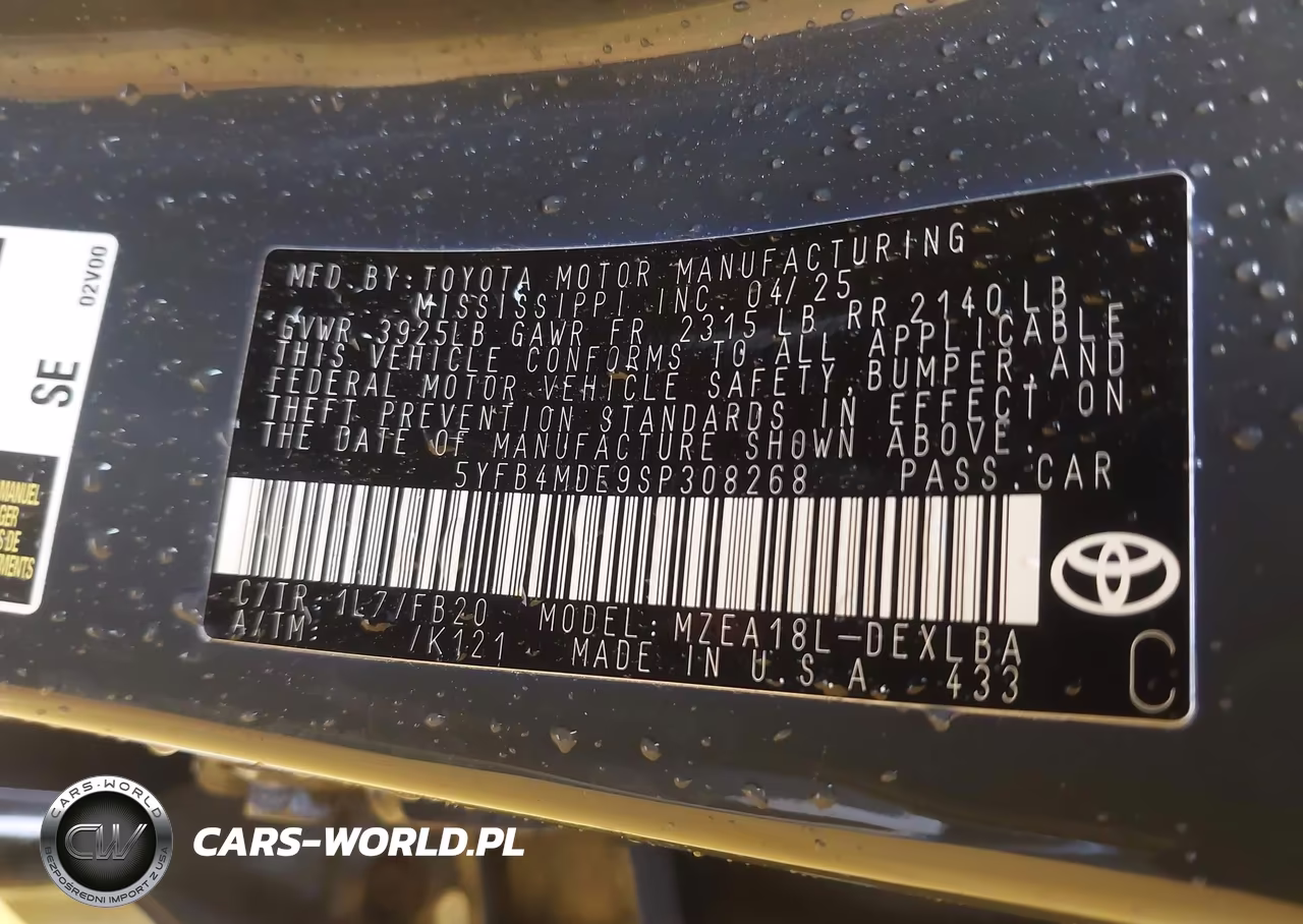 2025 Toyota Corolla Le VIN:5YFB4MDE9SP308268 - 9
