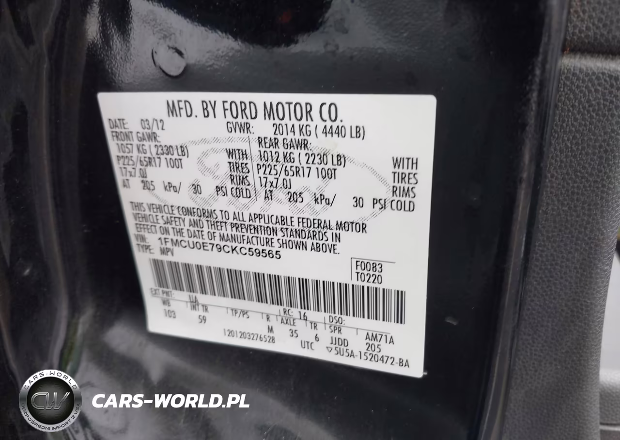 2012 Ford Escape Limited VIN:1FMCU0E79CKC59565 - 9