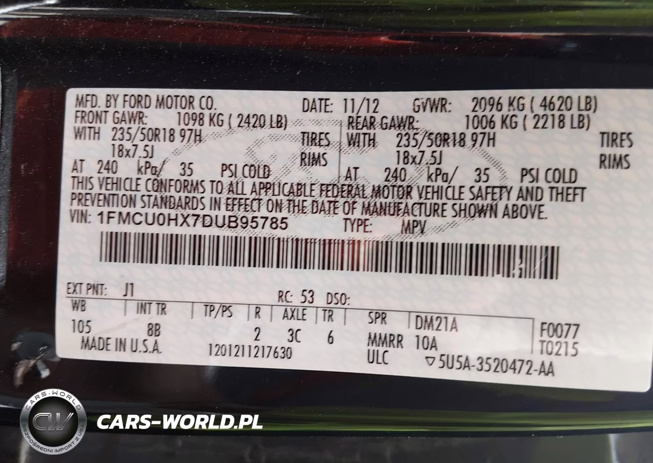 2013 Ford Escape Sel VIN:1FMCU0HX7DUB95785 - 9