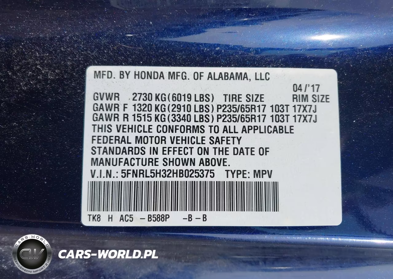 2017 Honda Odyssey Se VIN:5FNRL5H32HB025375 - 9