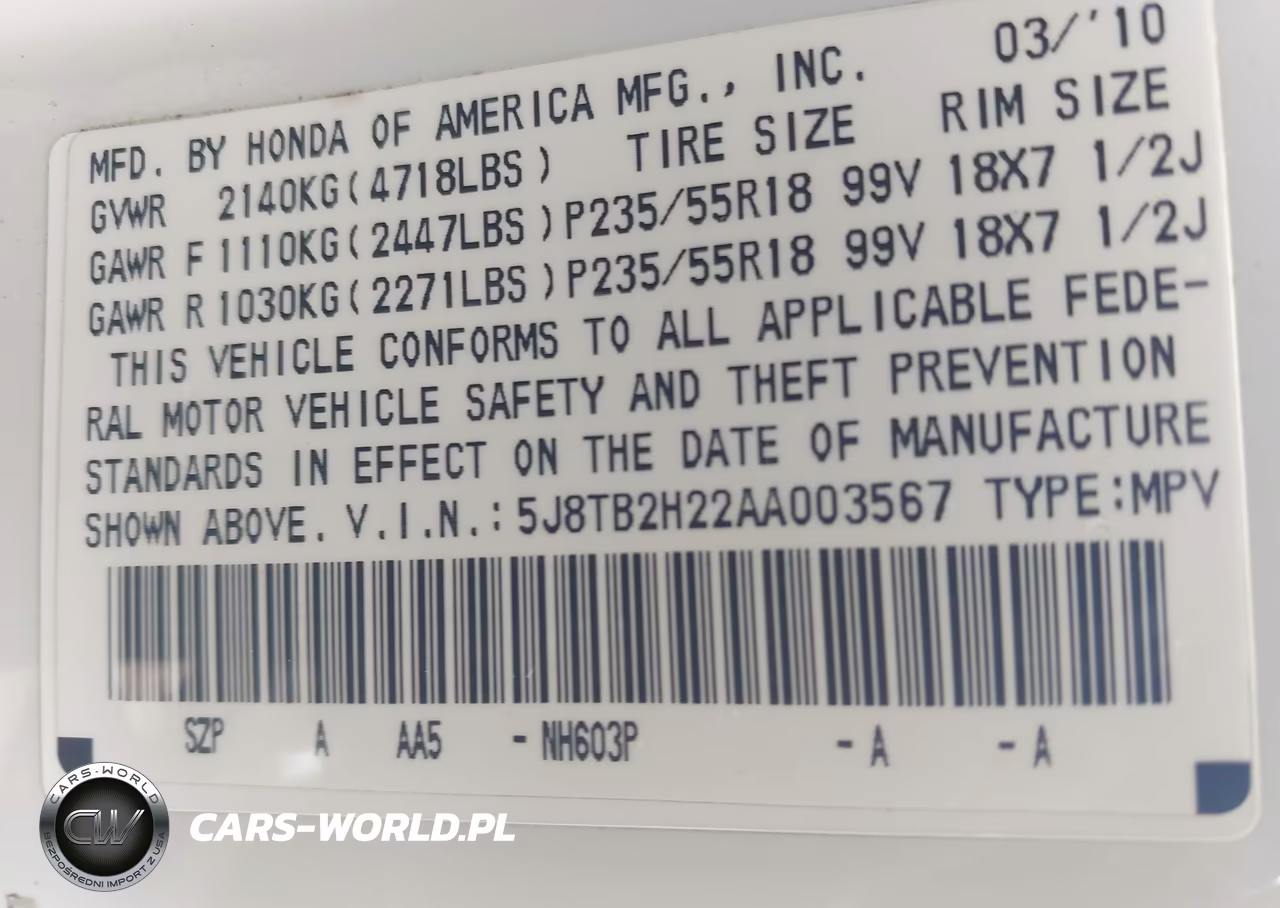 2010 Acura Rdx VIN:5J8TB2H22AA003567 - 9