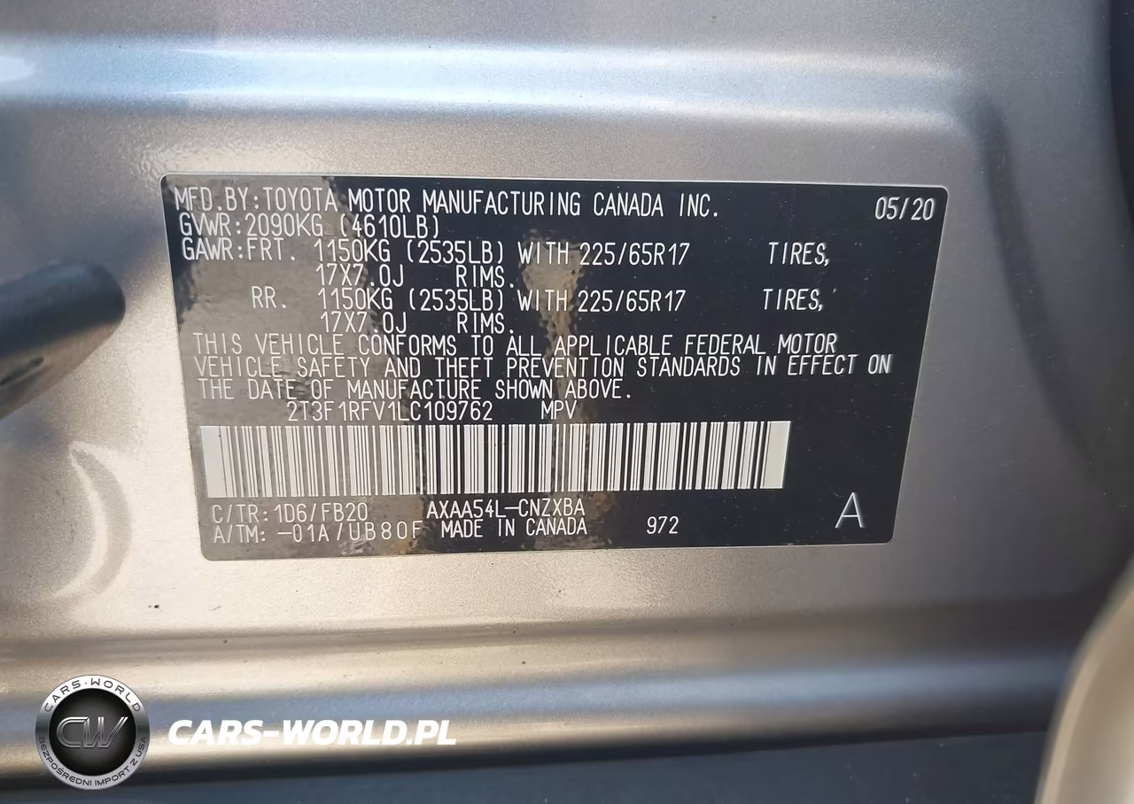 2020 Toyota Rav4 Le VIN:2T3F1RFV1LC109762 - 9