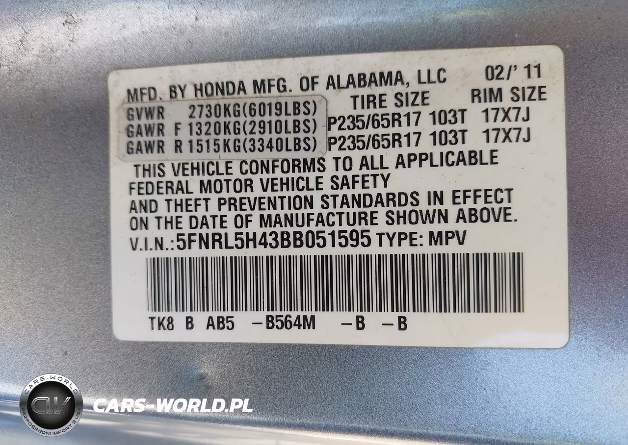 2011 Honda Odyssey Ex VIN:5FNRL5H43BB051595 - 9