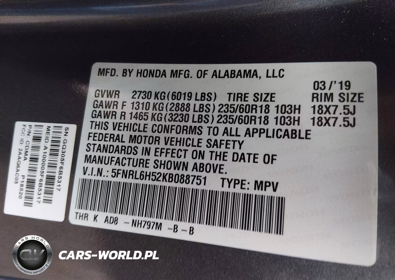 2019 Honda Odyssey Ex VIN:5FNRL6H52KB088751 - 9