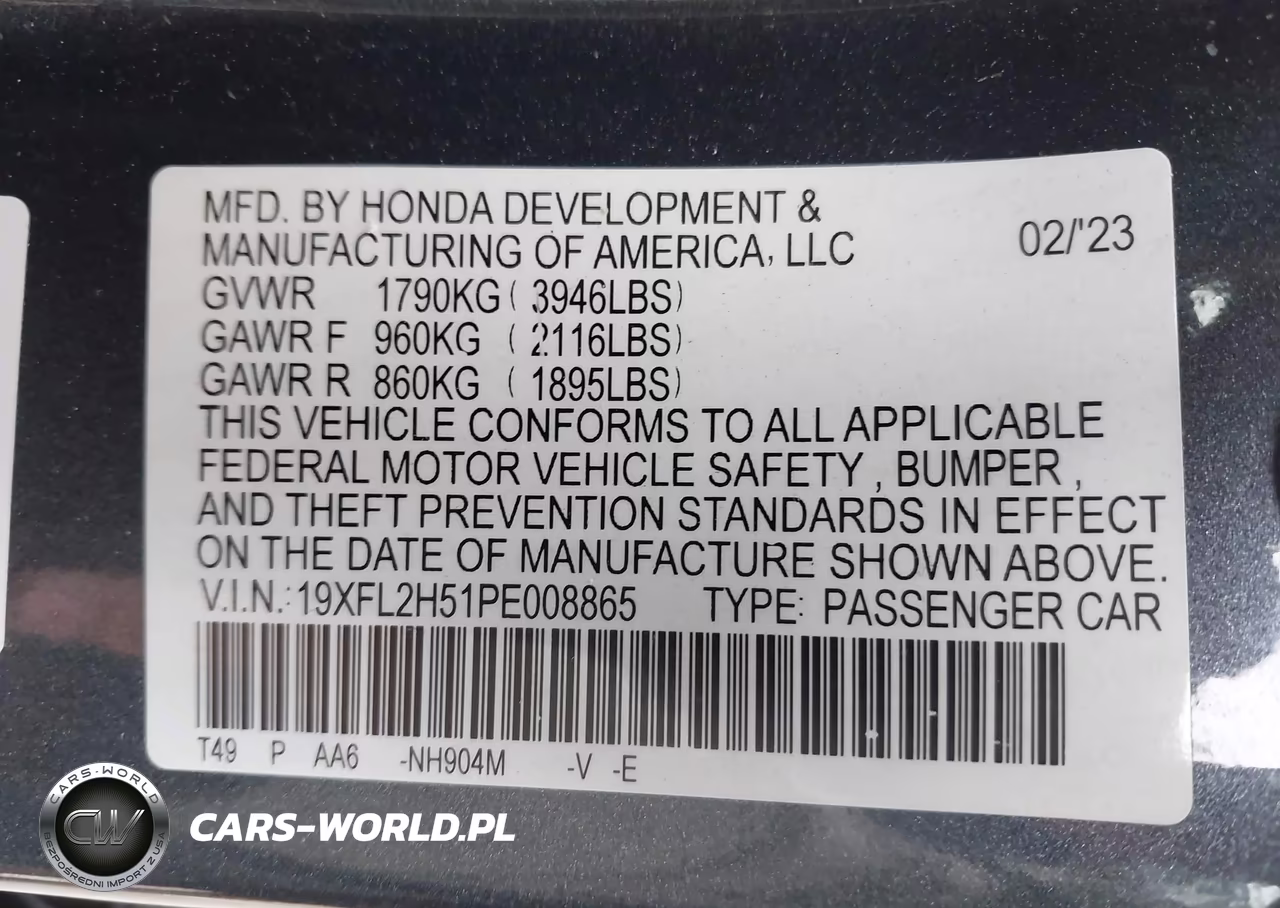 2023 Honda Civic Lx VIN:19XFL2H51PE008865 - 9