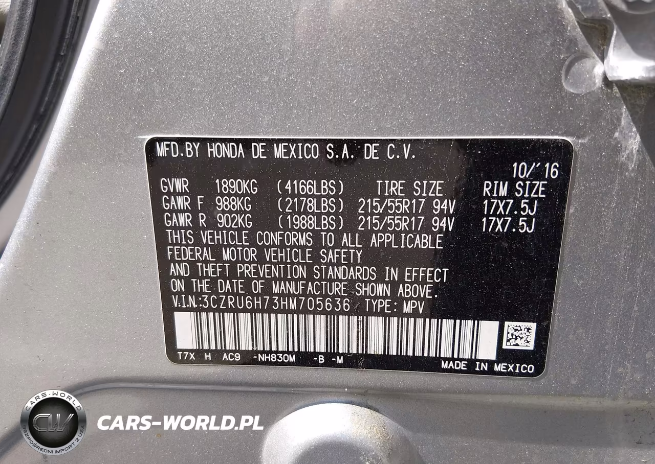 2017 Honda Hr-V Ex-L VIN:3CZRU6H73HM705636 - 9