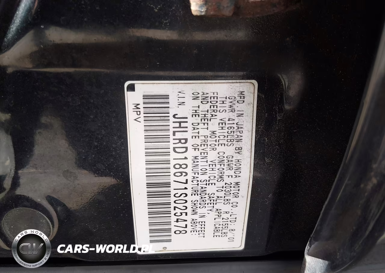 2001 Honda Cr-V Ex VIN:JHLRD18671S025478 - 9