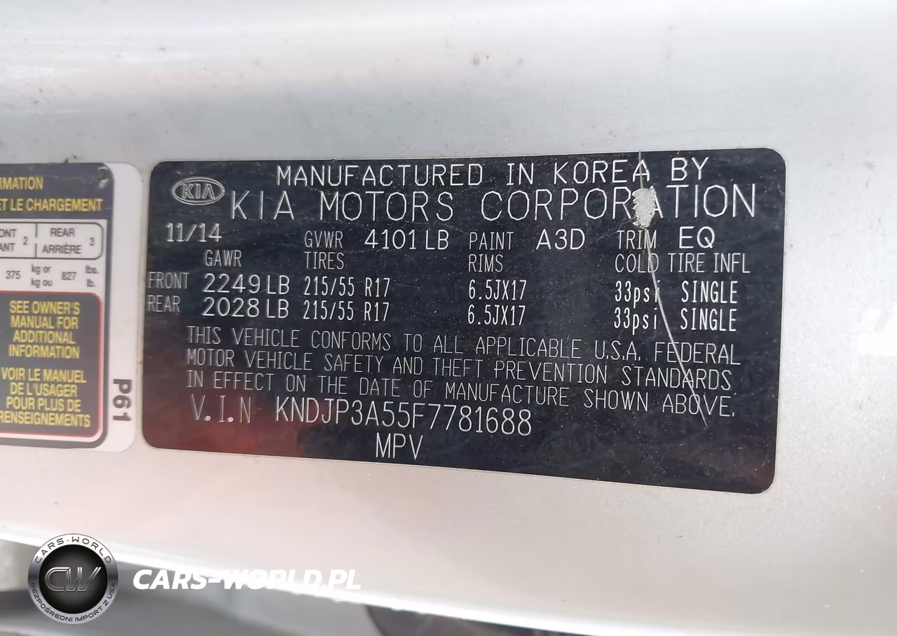 2015 Kia Soul + VIN:KNDJP3A55F7781688 - 9