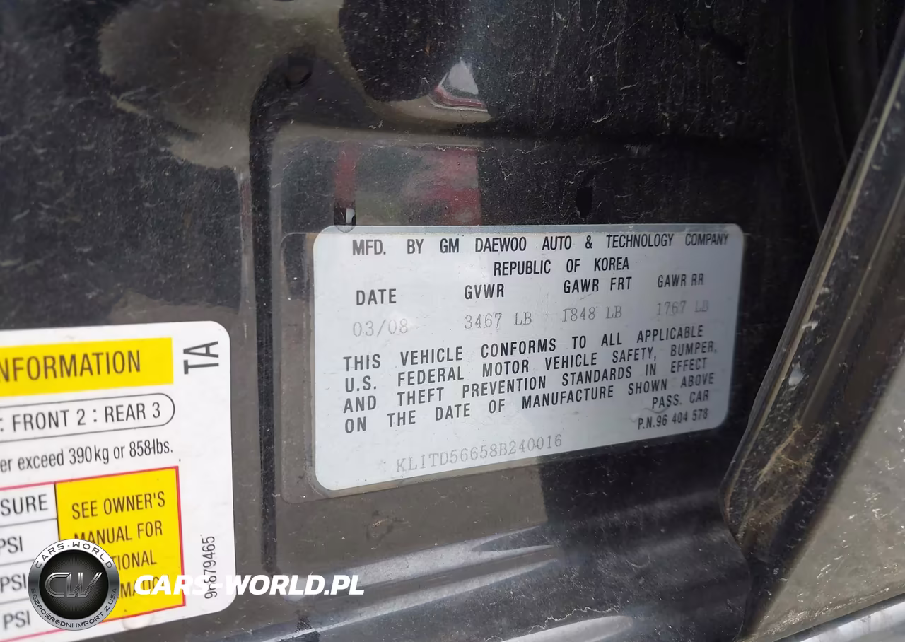 2008 Chevrolet Aveo Ls VIN:KL1TD56658B240016 - 9