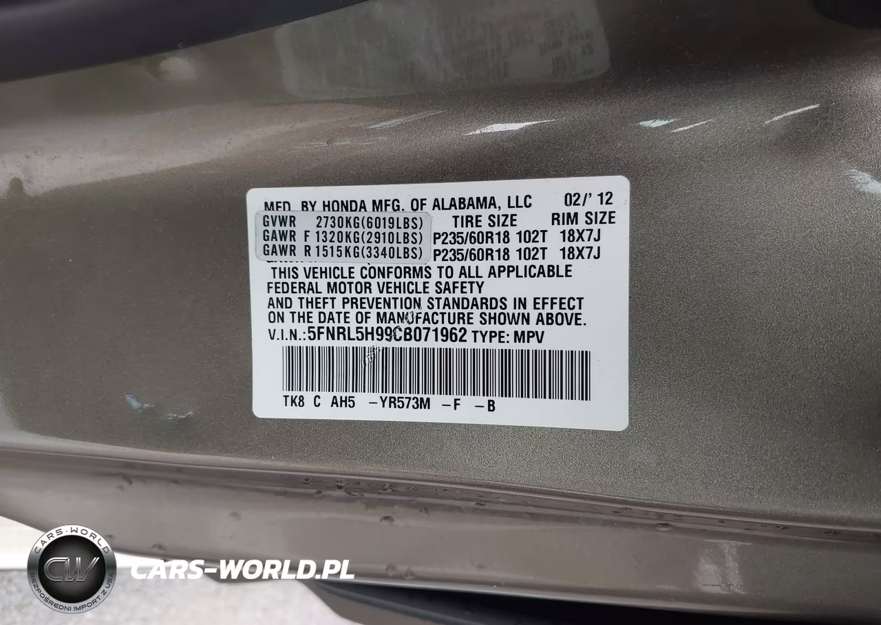 2012 Honda Odyssey Touring-Touring Elite VIN:5FNRL5H99CB071962 - 9
