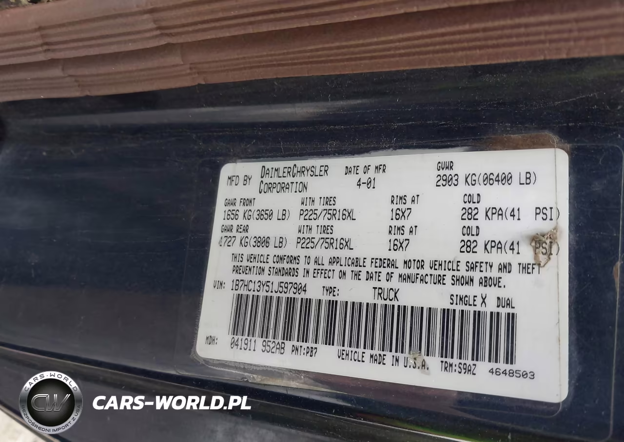 2001 Dodge Ram 1500 St VIN:1B7HC13Y51J597904 - 9