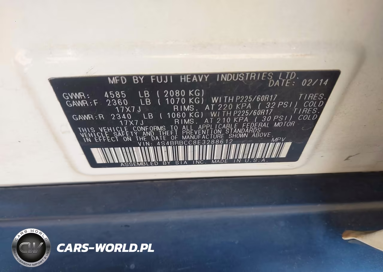 2014 Subaru Outback 2.5I Premium VIN:4S4BRBCC8E3288612 - 9
