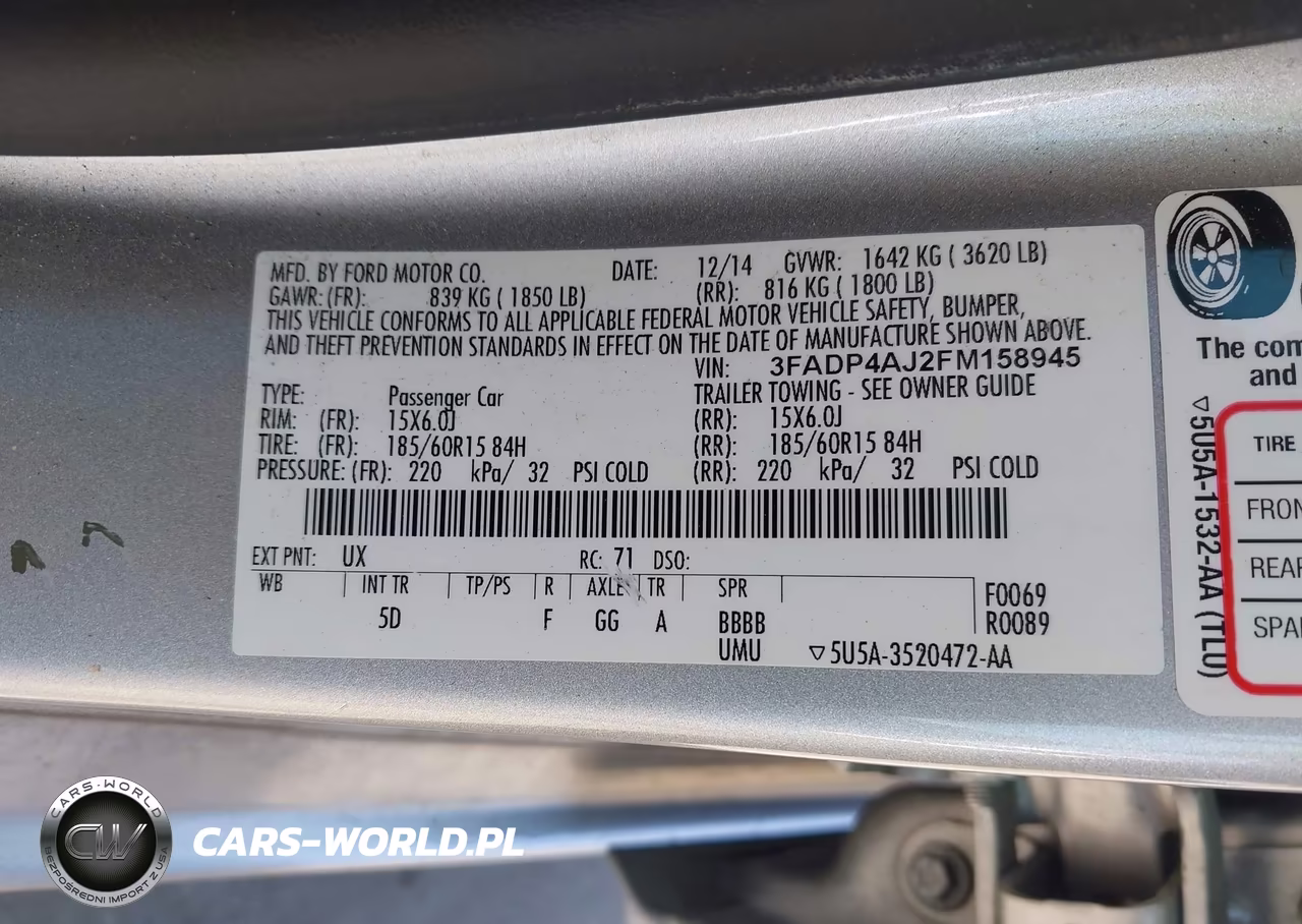 2015 Ford Fiesta S VIN:3FADP4AJ2FM158945 - 9