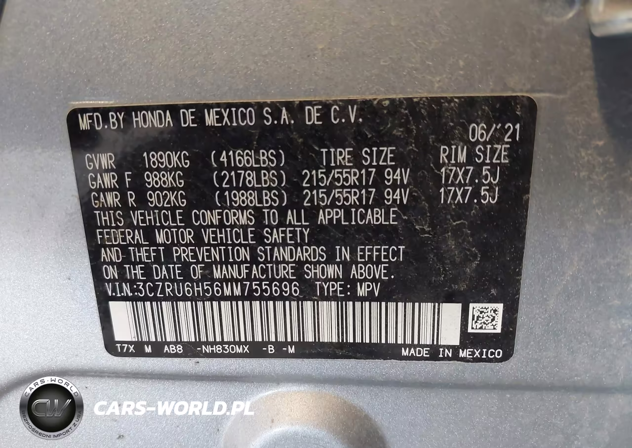 2021 Honda Hr-V Awd Ex VIN:3CZRU6H56MM755696 - 9