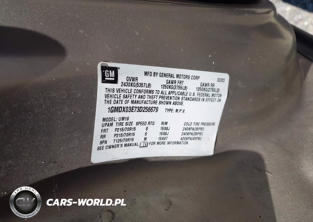 2003 Pontiac Montana M16 W-1Sa Pkg. VIN:1GMDX03E73D256679 - 9