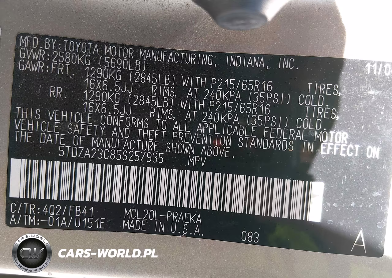 2005 Toyota Sienna Le VIN:5TDZA23C85S257935 - 9