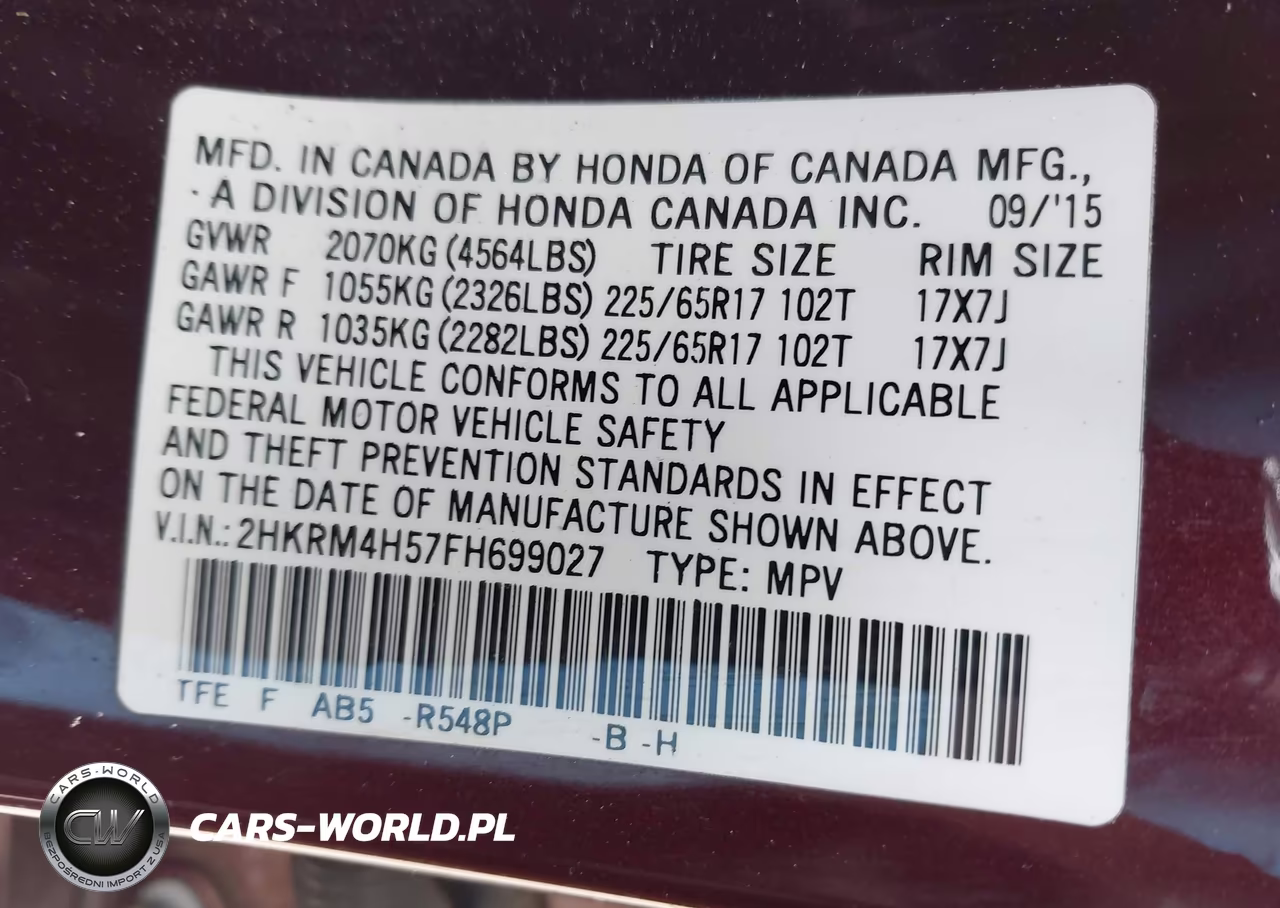 2015 Honda Cr-V Ex VIN:2HKRM4H57FH699027 - 9