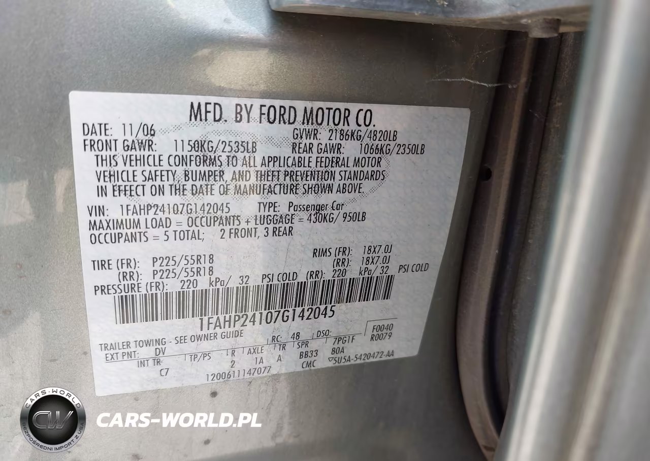 2007 Ford Five Hundred Sel VIN:1FAHP24107G142045 - 9