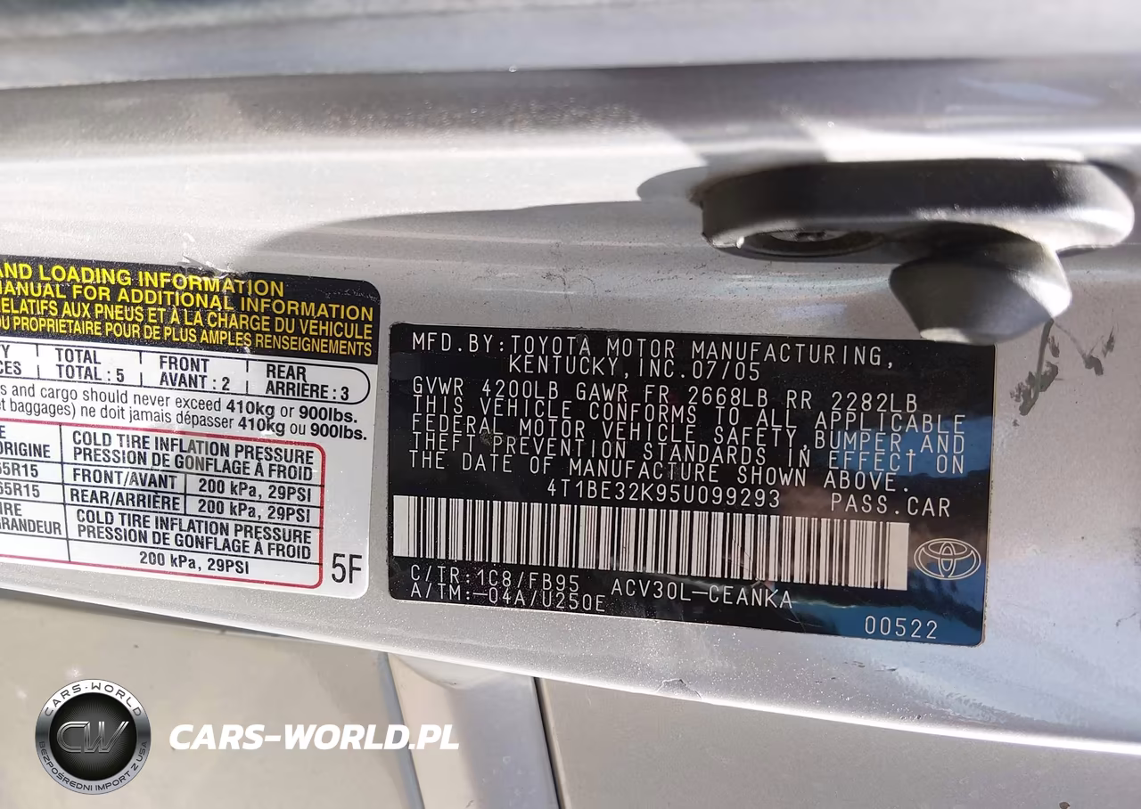 2005 Toyota Camry Le VIN:4T1BE32K95U099293 - 9