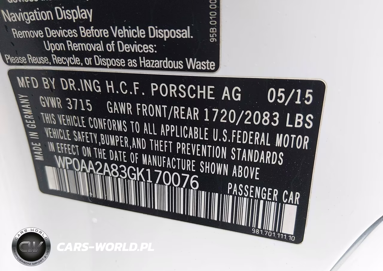 2016 Porsche Cayman VIN:WP0AA2A83GK170076 - 9