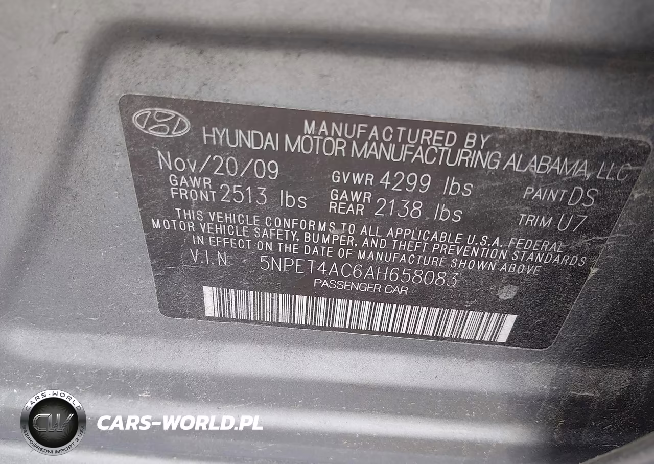 2010 Hyundai Sonata Gls VIN:5NPET4AC6AH658083 - 9