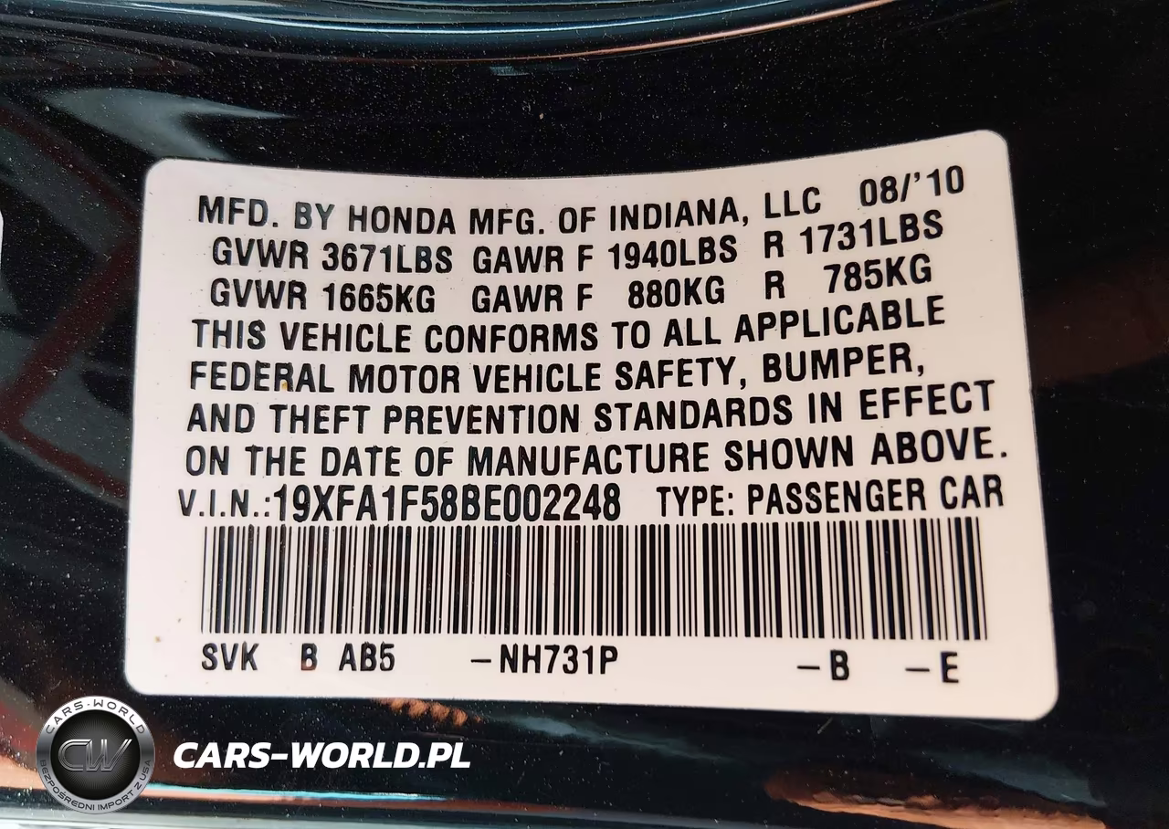 2011 Honda Civic Lx VIN:19XFA1F58BE002248 - 9