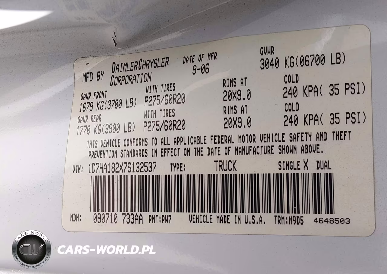 2007 Dodge Ram 1500 Slt VIN:1D7HA182X7S132537 - 9