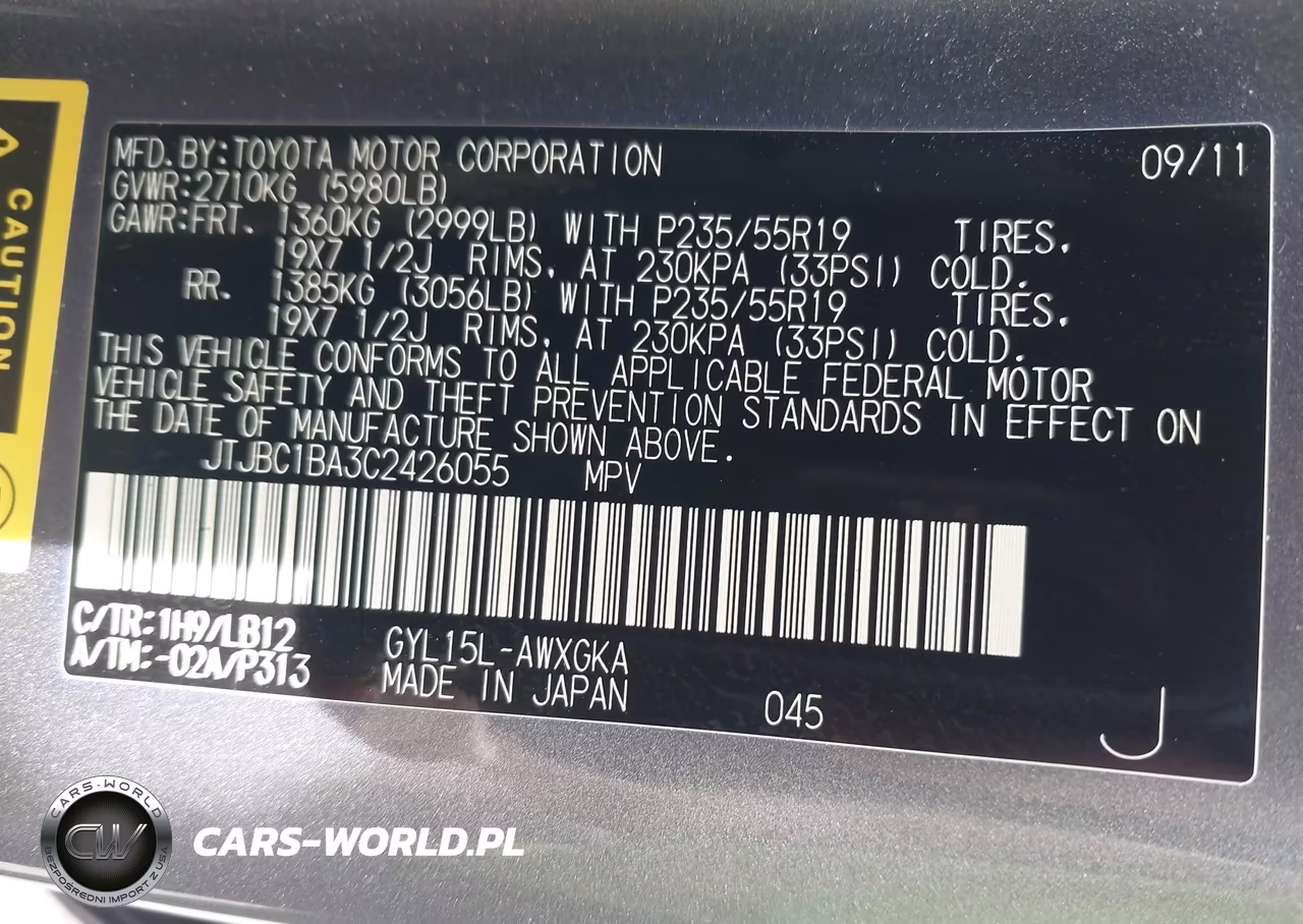 2012 Lexus Rx 450H VIN:JTJBC1BA3C2426055 - 9