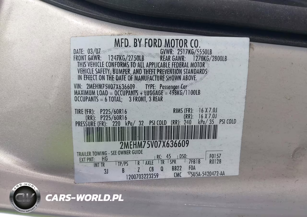 2007 Mercury Grand Marquis Ls VIN:2MEHM75V07X636609 - 9