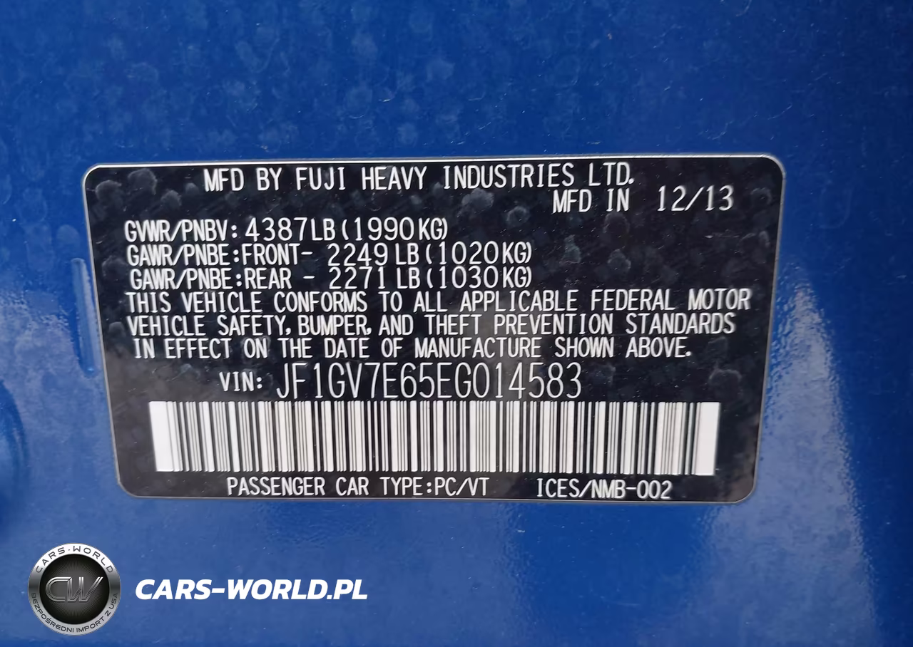 2014 Subaru Impreza Wrx VIN:JF1GV7E65EG014583 - 9