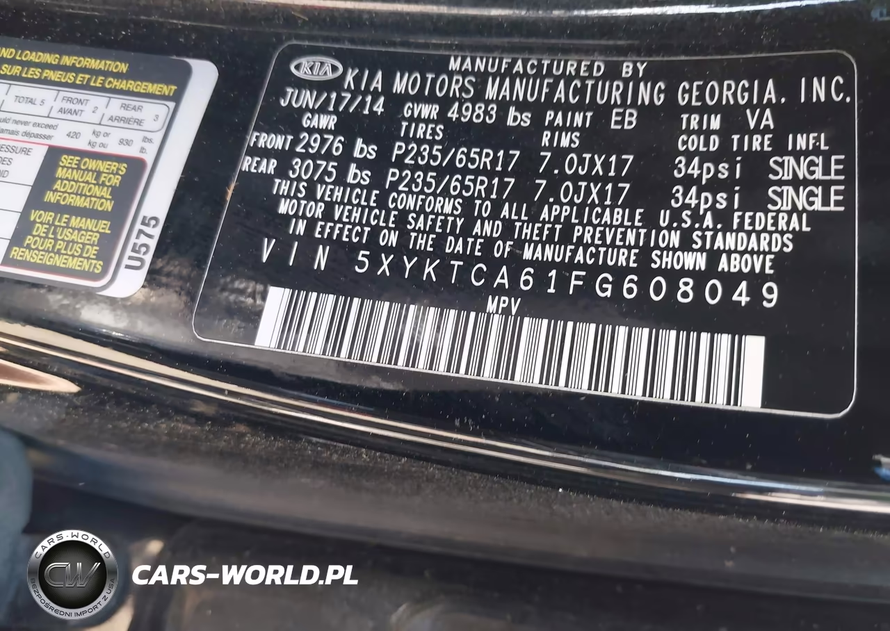 2015 Kia Sorento Lx VIN:5XYKTCA61FG608049 - 9