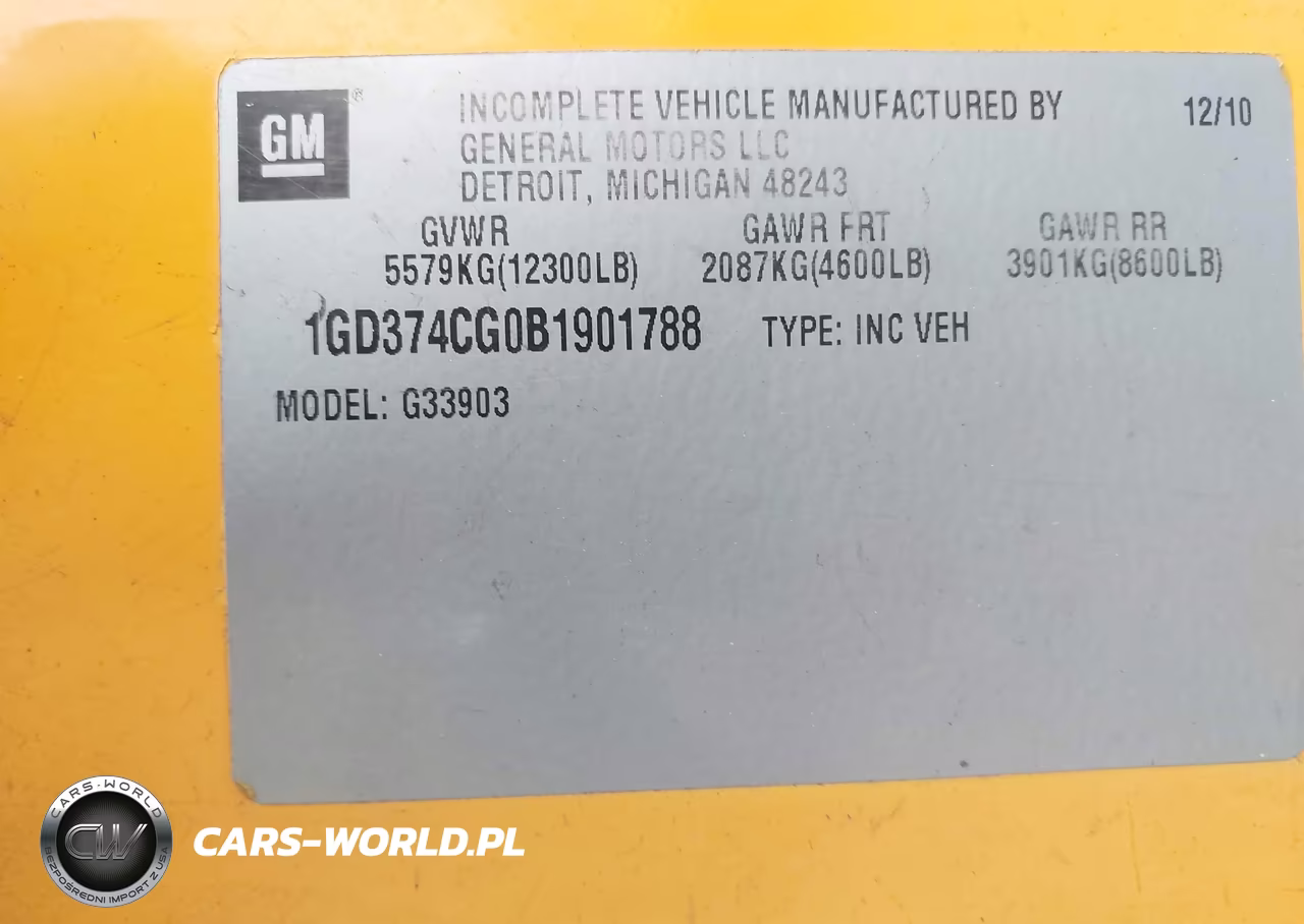 2011 GMC Savana Cutaway Work Van VIN:1GD374CG0B1901788 - 8