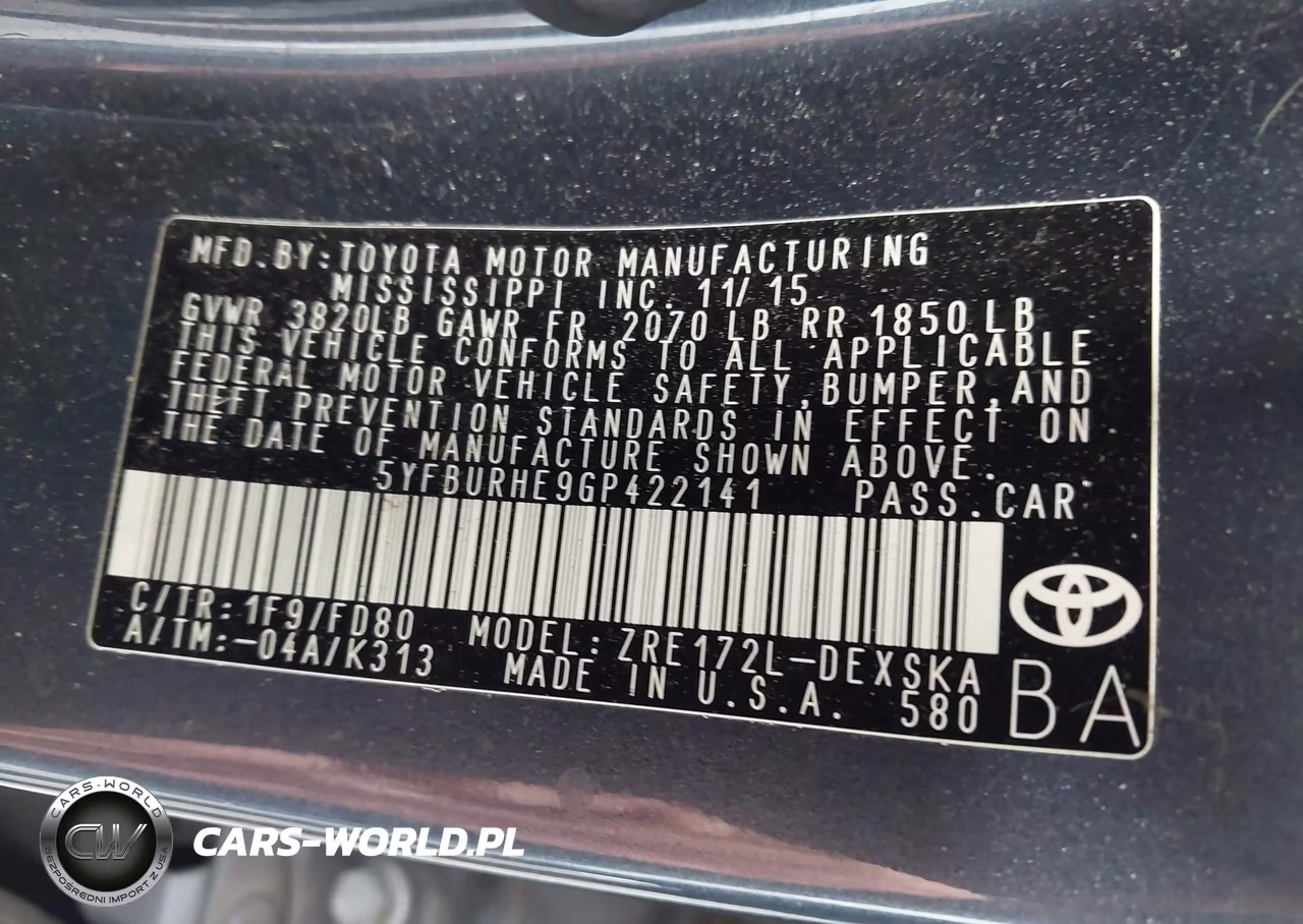 2016 Toyota Corolla S Plus VIN:5YFBURHE9GP422141 - 9