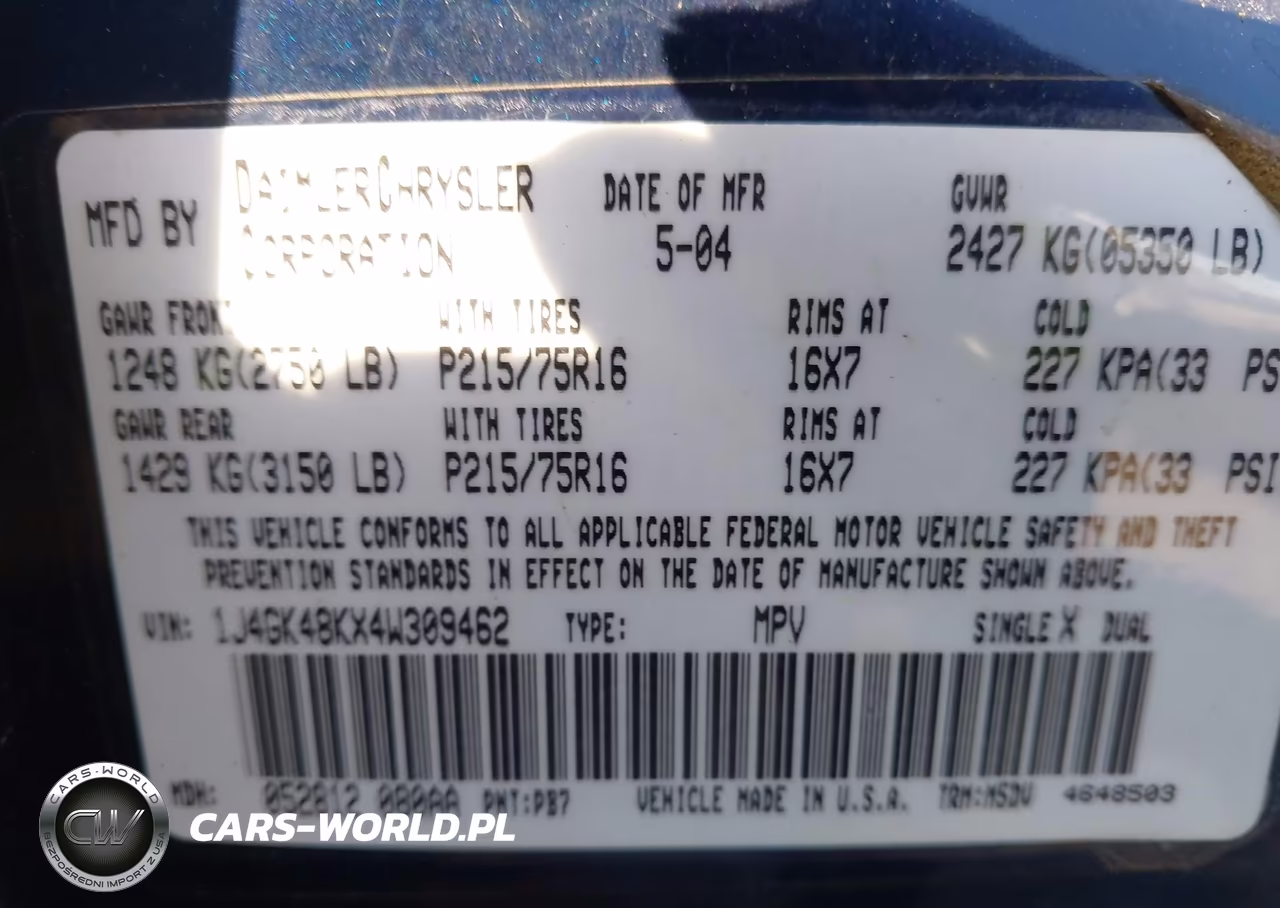 2004 Jeep Liberty Sport VIN:1J4GK48KX4W309462 - 9