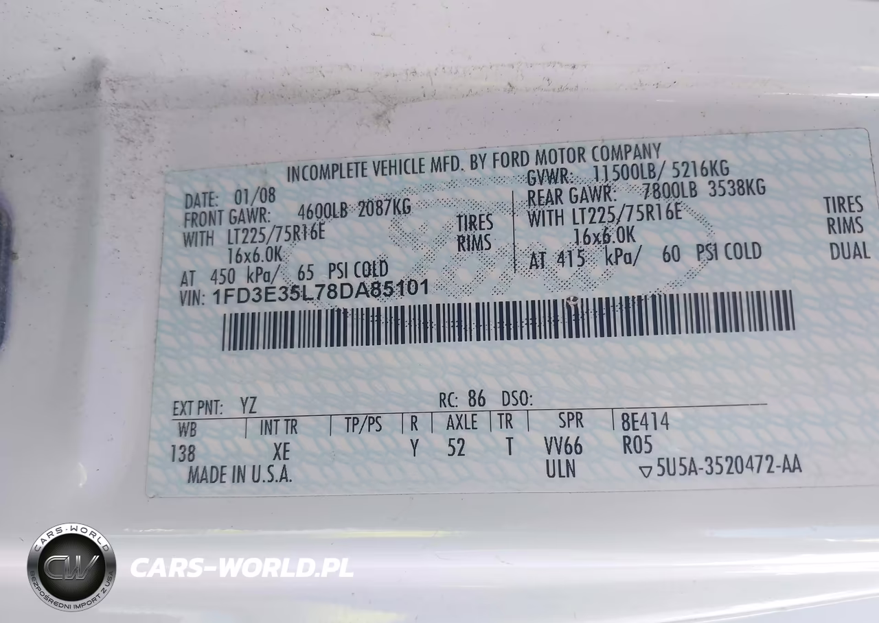 2008 Ford E-350 Cutaway VIN:1FD3E35L78DA85101 - 9