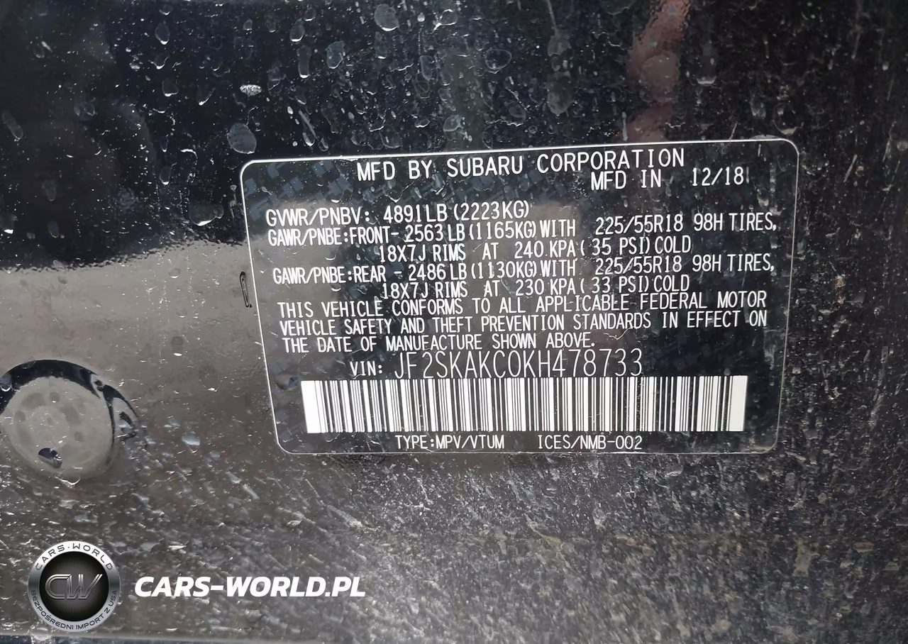 2019 Subaru Forester Sport VIN:JF2SKAKC0KH478733 - 9