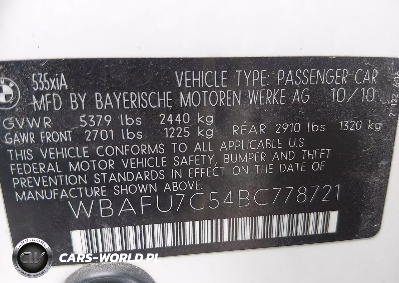2011 BMW 535I xDrive VIN:WBAFU7C54BC778721 - 9