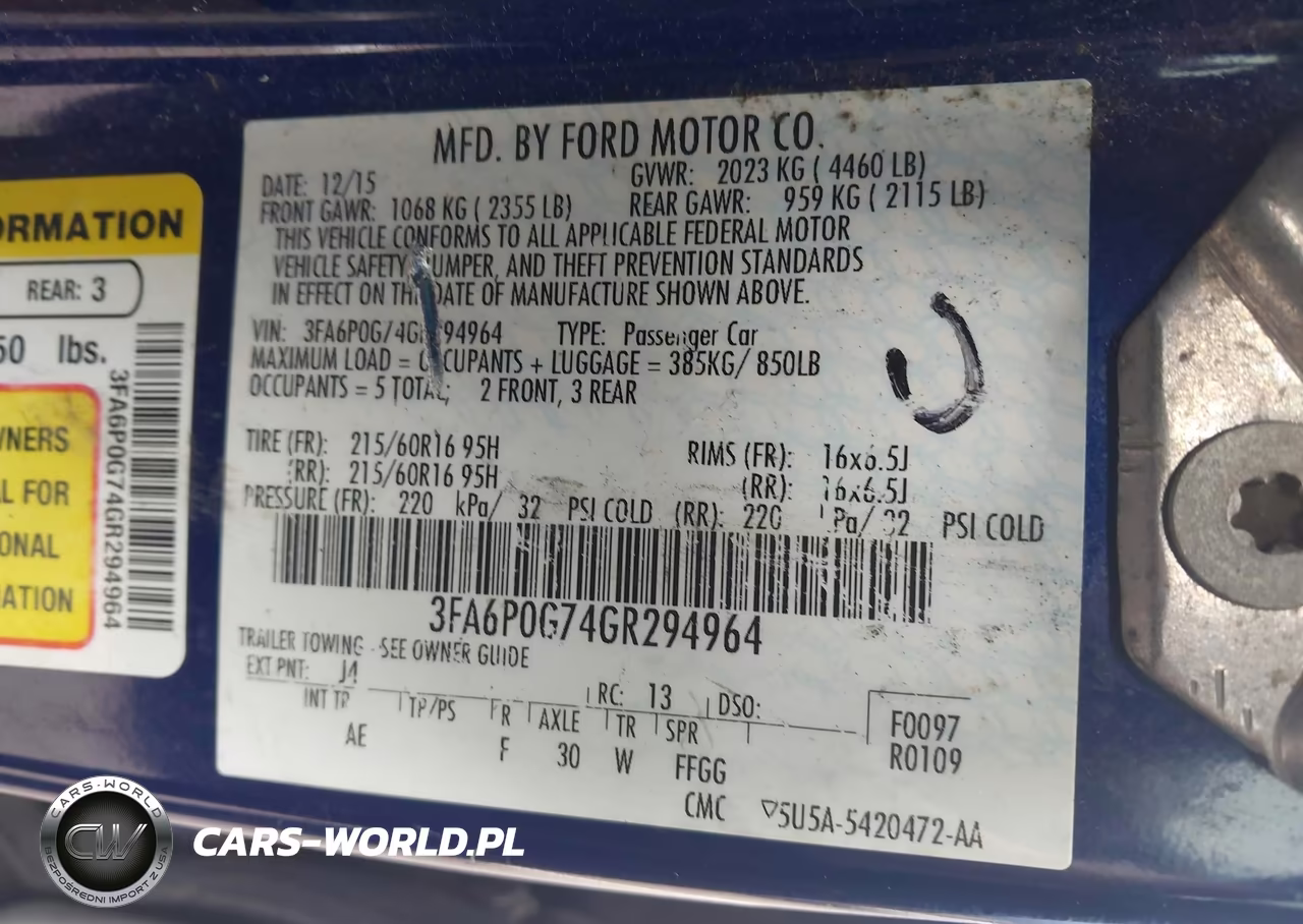2016 Ford Fusion S VIN:3FA6P0G74GR294964 - 9