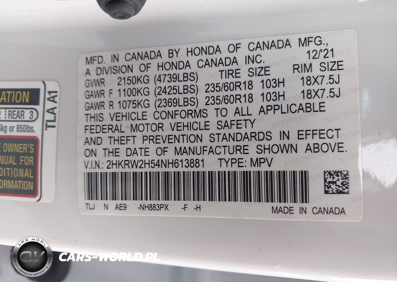 2022 Honda Cr-V Awd Ex VIN:2HKRW2H54NH613881 - 9