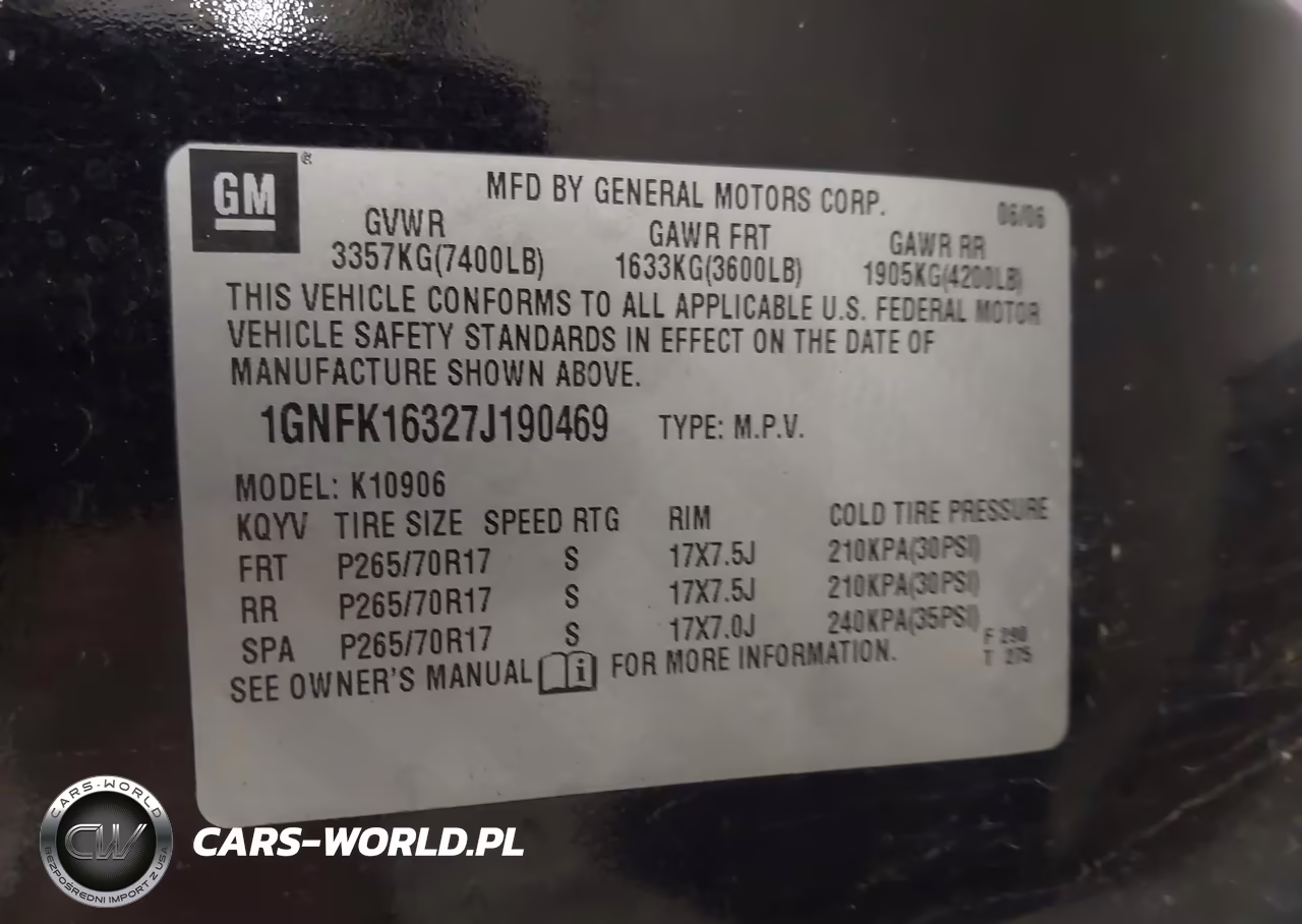 2007 Chevrolet Suburban 1500 Lt VIN:1GNFK16327J190469 - 9
