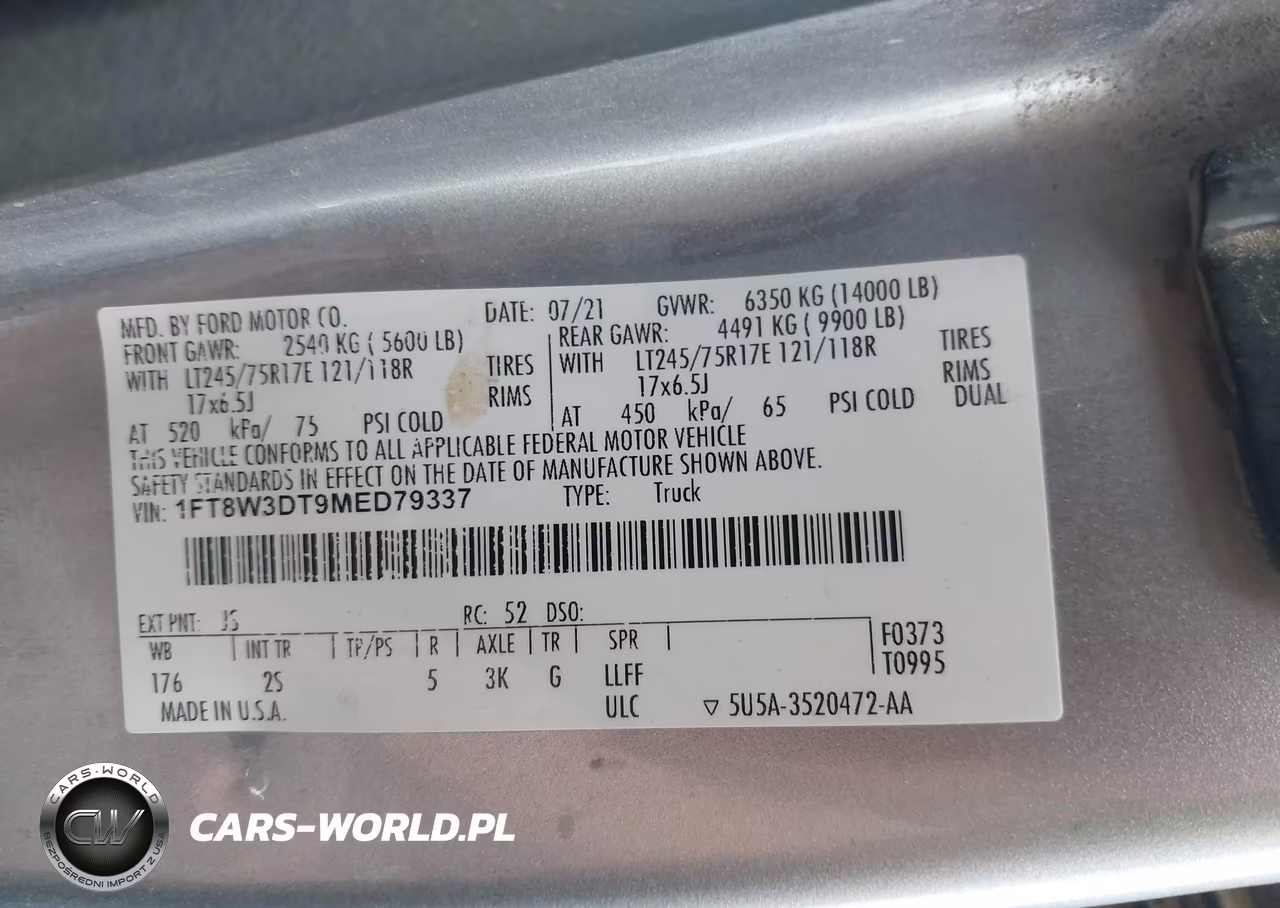 2021 Ford F-350 Xlt VIN:1FT8W3DT9MED79337 - 9